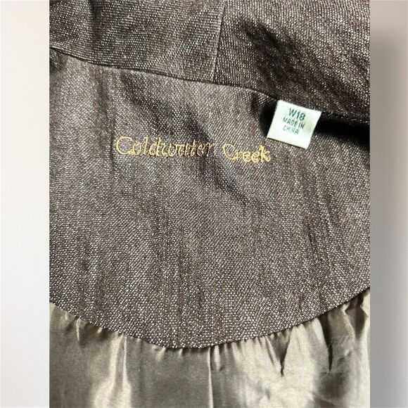 Coldwater Creek W18 Brown Embroidered Beaded Jacket Boho Artsy Open Front Blazer - Picture 6 of 8